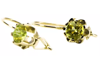 Earrings Yellow Peridot 14K Yellow gold Vintage craft vec019y